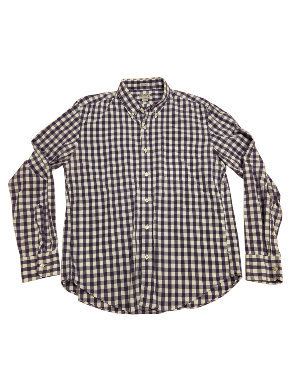 J. Crew Navy and White Gingham Button-Down Shirt